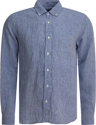 Beams Plus Camicia button-down in lino - Blu