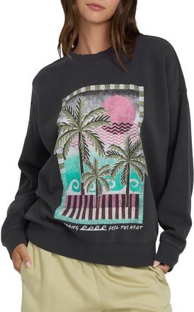 Billabong Echo Oversize Fleece Graphic Sweatshirt in Black Sands at Nordstrom, Size X-Large