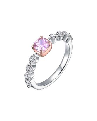 Rachel Glauber 14K Plated Cz Halo Ring