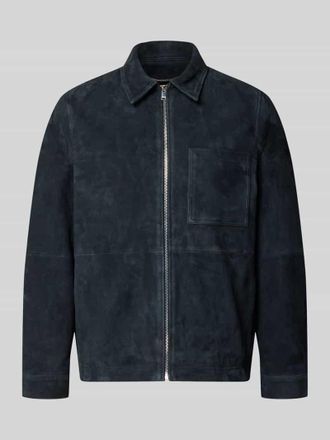 Drykorn Lederjacke mit Rei&szlig;verschluss Modell JERSON in Marine, Gr&ouml;&szlig;e XL