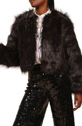 Isaac Mizrahi New York Crop Faux Fur Coat in Black at Nordstrom, Size Small