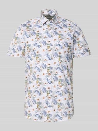 Olymp Level 5 Slim Fit Business-Hemd mit Kentkragen und floralem Print in Weiss, Gr&ouml;&szlig;e 38