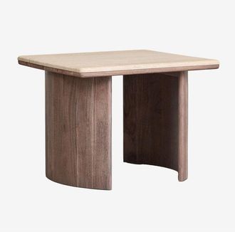 Sklum Sklum - Mesa Auxiliar En Travertino Y Madera De Acacia Casilda