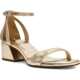 Anne Klein Mia Ankle Strap Sandal in Light Gold Smooth at Nordstrom, Size 5.5