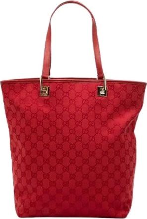 Gucci Pre-owned Tote Bags, female, Red, Size: ONE SIZE Pre-owned Canvas Tote