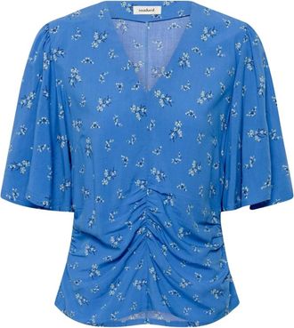 Soaked In Luxury SLArjana Ruching Blouse - Dames - Blouses & Shirts - Blauw - Maat: S Viscose