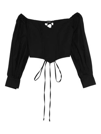 Rhizome Veracruz off-shoulder corset top - women - Cotton/Spandex/Elastane - M - Black