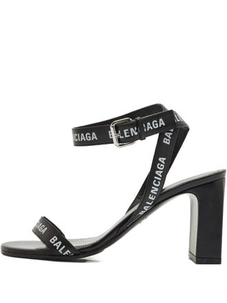 Balenciaga logo-print ankle-strap sandals - Nero