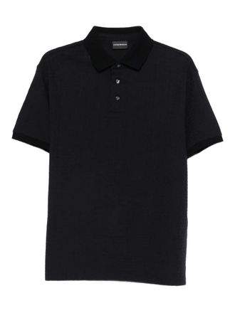 Emporio Armani Poloshirt met textuur - Zwart