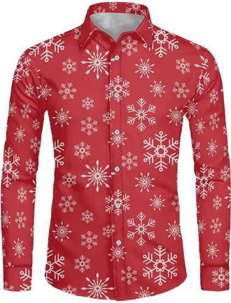 Generic Christmas Shirt Mens Long Sleeve, Snowflakes Christmas Shirt, Mens Funny, Funny Christmas Long Sleeve Shirt, Oversize Turn-Down Collar Christmas Costu