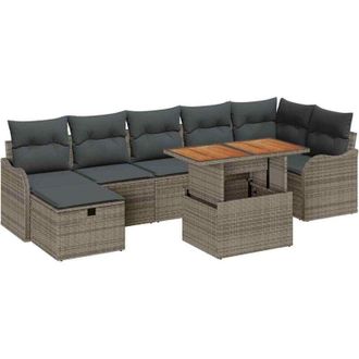 vidaXL Conjunto De Sof&aacute; De Jard&iacute;n 8 Pcs Gris Polirat&aacute;n Vidaxl