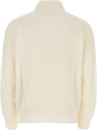 Le Kasha Mens Ribbed Cashmere Sweater White Organic