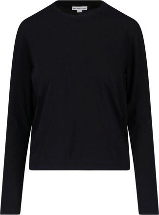 James Perse Black Cotton Cropped Long-Sleeve T-Shirt