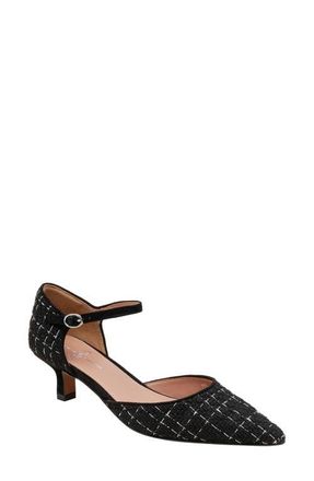 Linea Paolo Carey Ankle Strap Pointed Toe Pump in Black-White Plaid at Nordstrom, Size 7.5