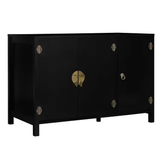 IDMarket Credenza Bassa A 3 Ante, Legno Nero Yang