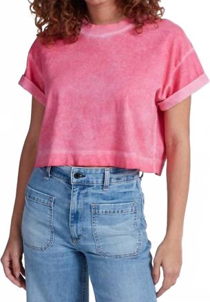 ASKK NY Twisted Cuff Short Sleeve Tee In Pink Acid Wash