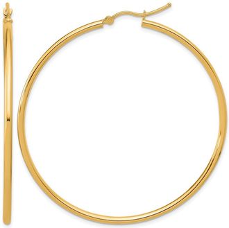 Diamond2Deal 14k Gold Polished 2x55mm Polished Hoop Earrings