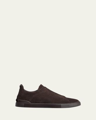 Ermenegildo Zegna Mens Triple Stitch Suede Low-Top Sneakers
