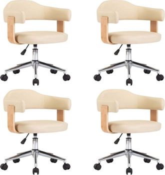 vidaXL Vidaxl - Sillas De Comedor Giratorias 4 Unidades Cuero Sint&eacute;tico Crema