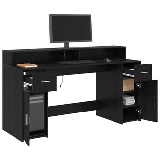 Berkfield Home Modern Desk Black Oak 160x55x91 cm Engineered Wood | Size: 160 x 55 x 91 cm