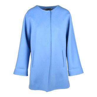 Cinzia Rocca Dames, Mantels, Blauw, Maat: 2XS Wol