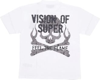 Vision Of Super Vision OF Super, Tops, Heren, Wit, L, Katoen, Witte korte mouw militaire t-shirt met schedel
