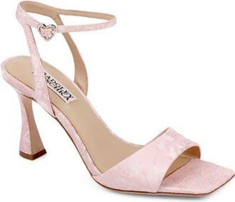 Badgley Mischka Cady Ankle Strap Sandal in Pink Jacquard at Nordstrom, Size 8.5