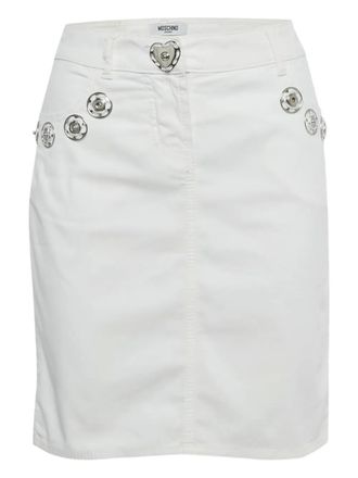 Moschino denim button pencil skirt - White