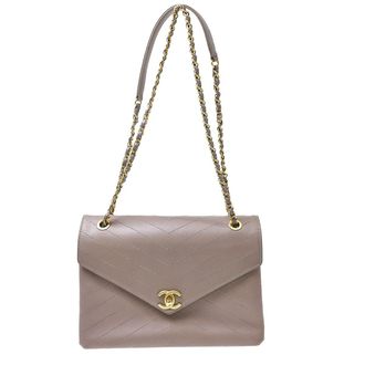 Chanel Envelope Compartment Flap Chevron Calfskin Purple Leather Handbag (Pre-Owned)