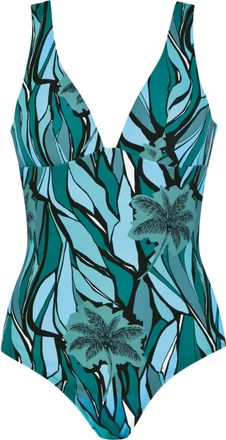 Naturana Badeanzug NATURANA Beautiful Beaches, Damen, Gr. 36, Cup B, bunt (emerald multicolor), Elasthan, Polyamid, gemustert, Badeanz&uuml;ge Badeanzug, integriert