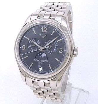 Patek Philippe Pre-owned Patek Philippe Annual Calendar Slate Grey Dial Mens Watch 5146/1G-010