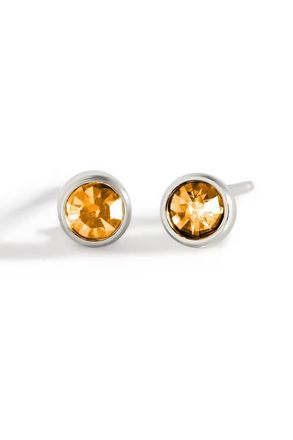 Mint & Lily Birthstone Bezel Studs in Silver /November Citrine at Nordstrom
