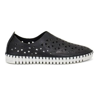 Eric Michael Womens Inez Slip-On Flat Comfort Shoes In Black Leather