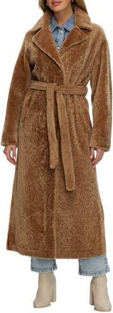 Gorski Reversible Textured Genuine Shearling Coat with Side Slits, Belt in Latte/latte at Nordstrom, Size X-Small