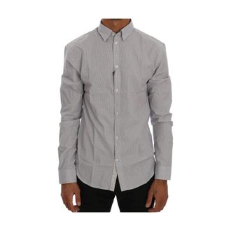 Frankie Morello Check Casual Cotton Regular Fit Shirt - Heren - Casual Overhemden - Grijs - L - Katoen - Overhemden