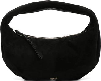Khaite Crescent Shoulder Bag - Dames - Handtassen - Zwart - ONE Size - Su&egrave;de - Tassen
