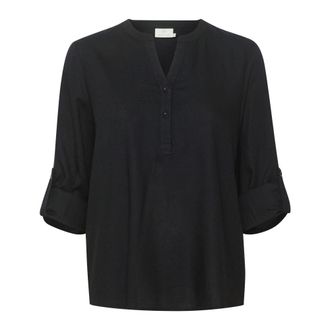 Kaffe Blusa negra profunda con escote en V - Blouses & Shirts - Mujer - Negro - L