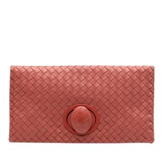 Bottega Veneta Pre-owned Clutches, female, Red, Size: ONE SIZE Pre-owned Woven Nappa Leather Clutch