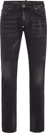 Philipp Plein paint-splatter slim-fit jeans - men - Spandex/Elastane/Cotton/Polyester/Cotton - 32 - Grey