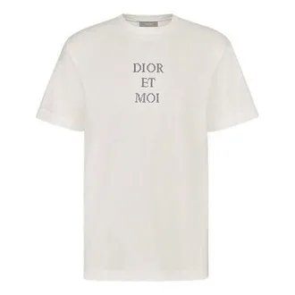Dior Alphabet Pattern Short Sleeve Unisex Creamy White 933J604A0554-088