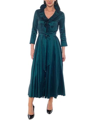 OLEG CASSINI Ruffle Collar Shirt Dress