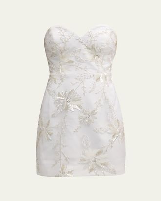 Milly Ronni Strapless Bead & Sequin Mini Dress