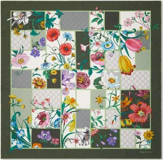 Gucci Printed Silk Twill Carr&eacute;, Green, Silk