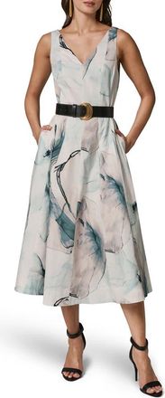 DKNY Belted A-Line Midi Dress in Skylight Multi at Nordstrom, Size 10