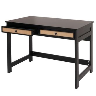 Hhg Hhg - Escritorio 440, Escritorio De Oficina Escritorio Para Port&aacute;til Escritorio De Trabajo, Caj&oacute;n 78x110x60cm Madera, Negro