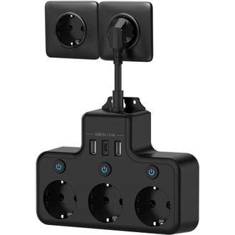 OEM Regleta Con M&uacute;ltiples Tomas De Corriente E Interruptor Individual, 3 Puertos Usb-c Y 3 Cargadores Usb, Adaptador De Regleta De Pared Con M&uacute;ltiples Pue