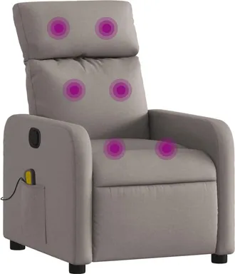 vidaXL Sill&oacute;n De Masaje Reclinable De Tela Gris Taup&eacute; Vidaxl