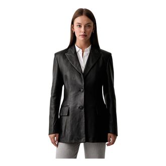 Trussardi Jassen, Dames, Zwart, XS, Leer, Shirt Jacket
