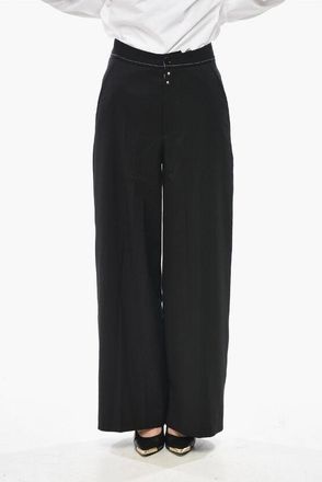 Maison Margiela MM6 Wool-Blend Palazzo Trousers With Exposed Seams size 40