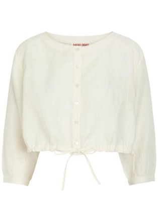 Emporio Sirenuse New Jinny Cropped Linen top - Off White - 44 (UK12 / M)